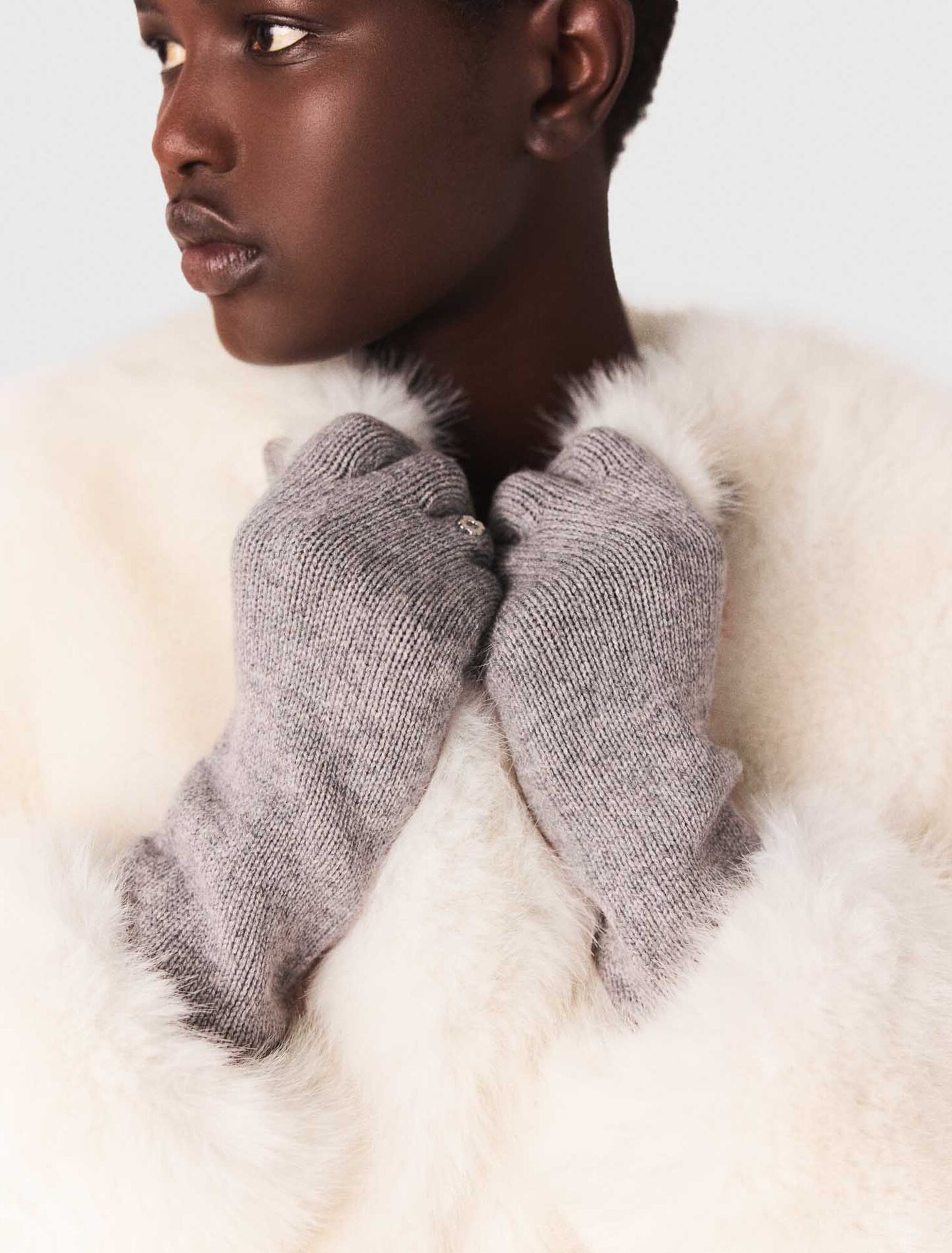Guanti lunghi in lana e cashmere