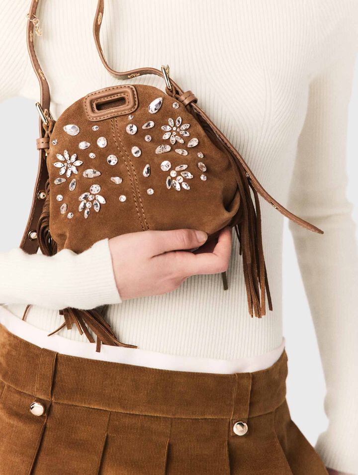 Borsa Miss M in micro suede con strass