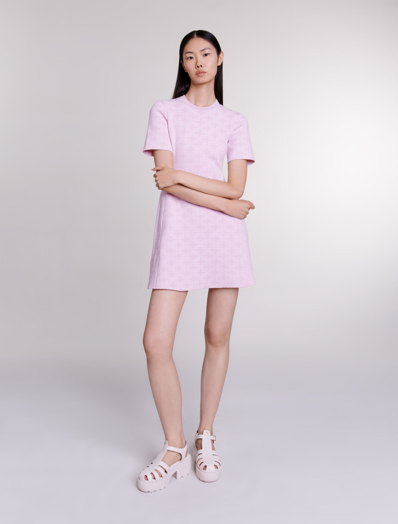 Abito corto in maglia jacquard
