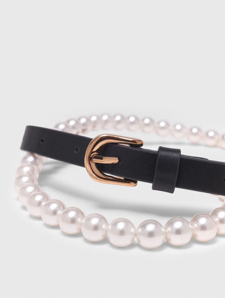 Cintura in perle e pelle