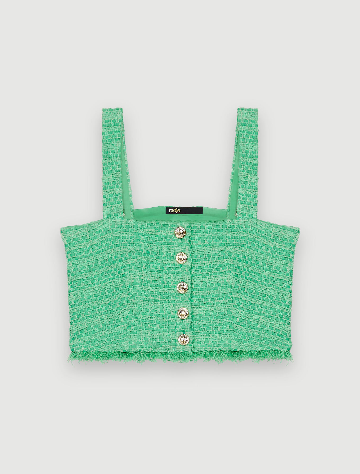 Crop top con spalline in tweed
