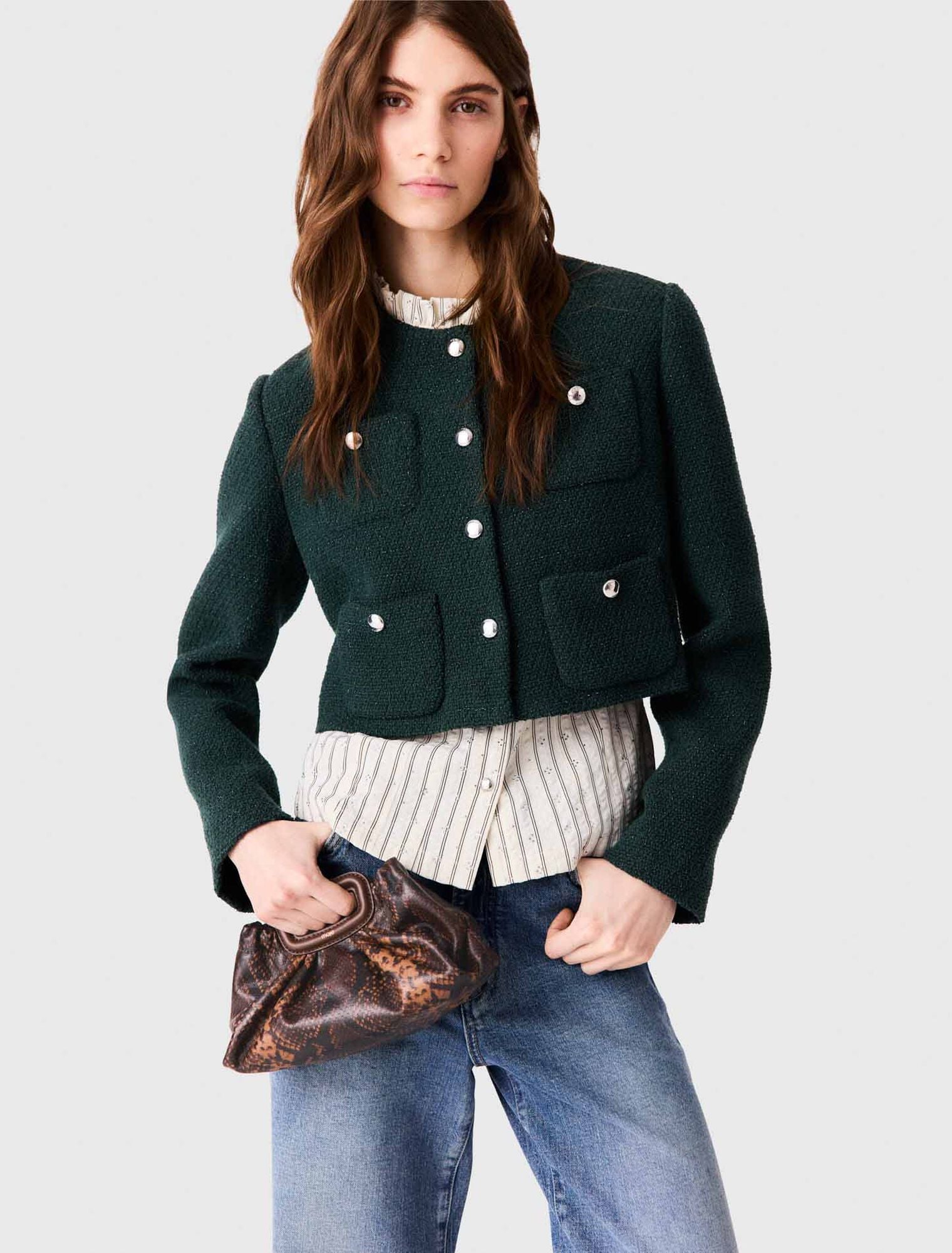 Giacca in tweed con frange