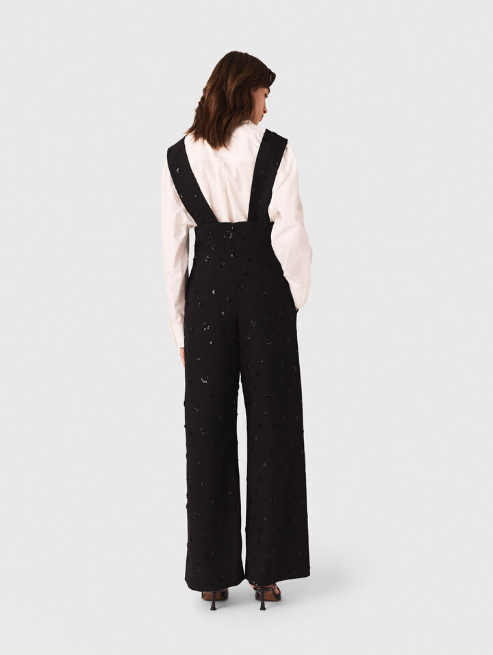 Pantaloni ricamati con bretelle
