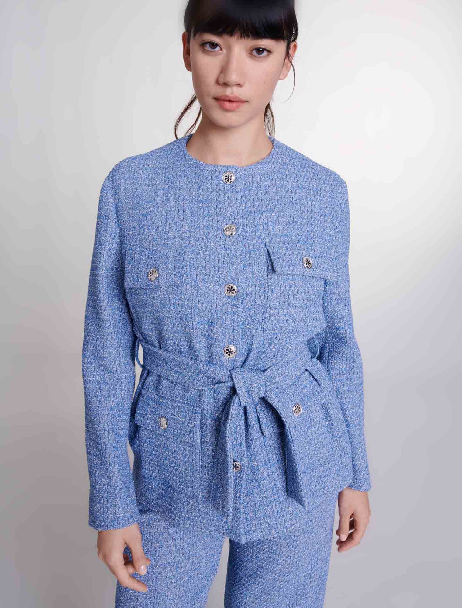 Giacca con cintura in tweed