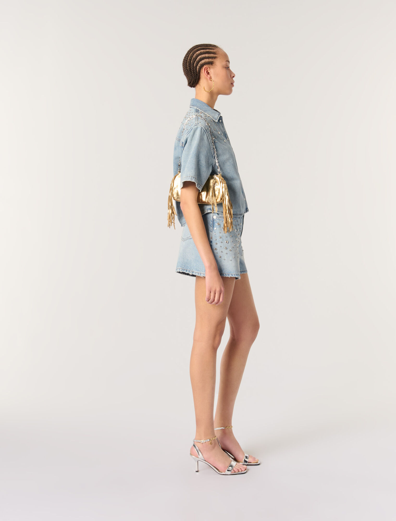 Camicia in denim con borchie