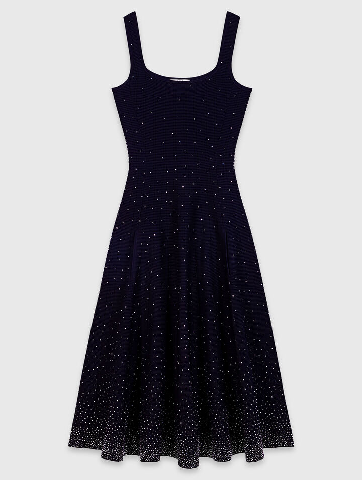 Abito lungo in maglia a strass