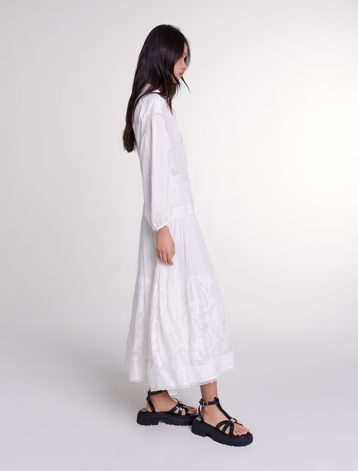 Abito lungo patchwork in cotone
