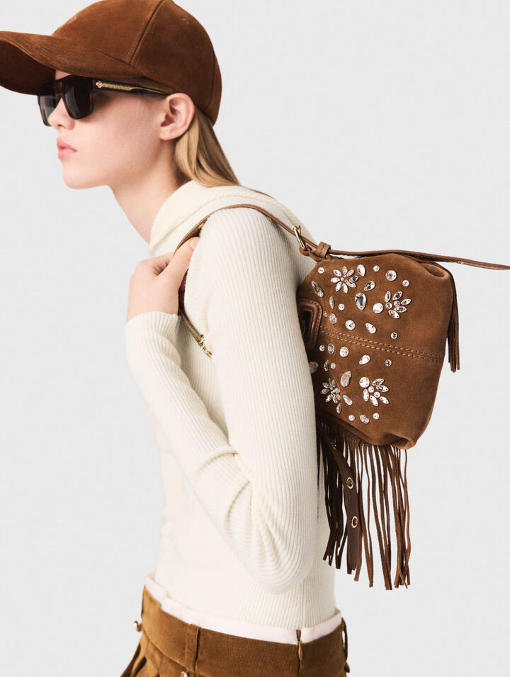 Borsa Miss M in micro suede con strass