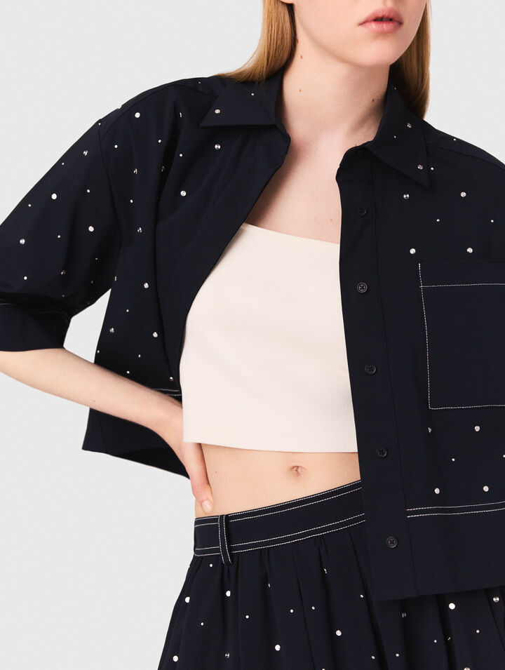 Camicia cropped con borchie