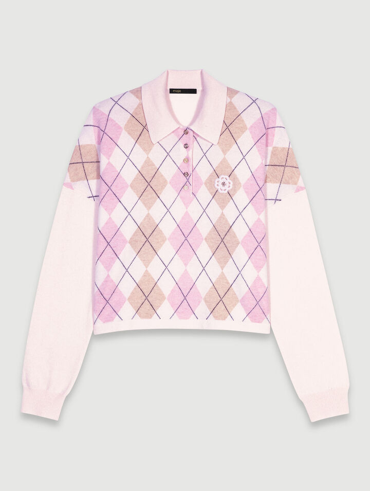 Maglione corto in lana mélange