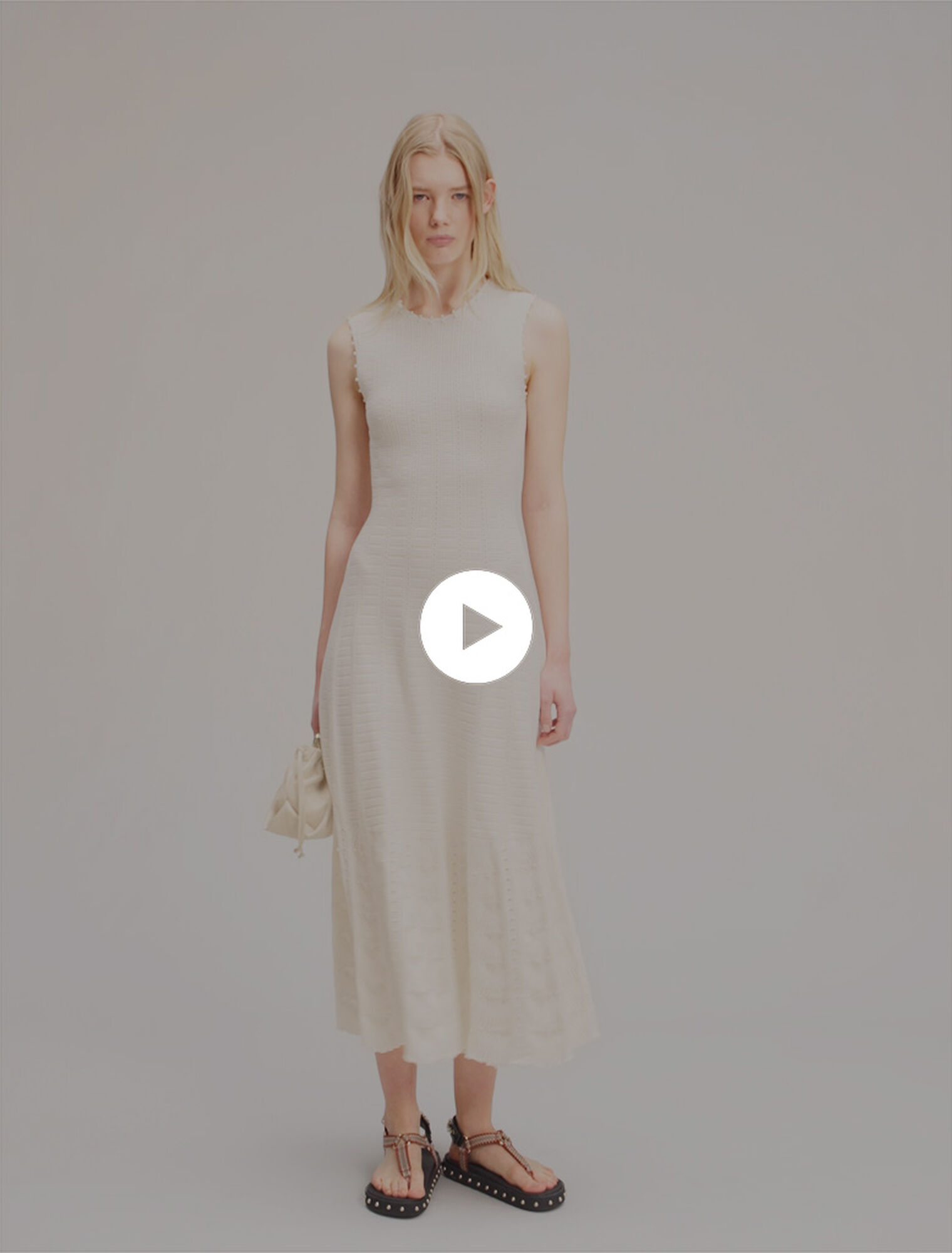 Abito in maglia pointelle con perle