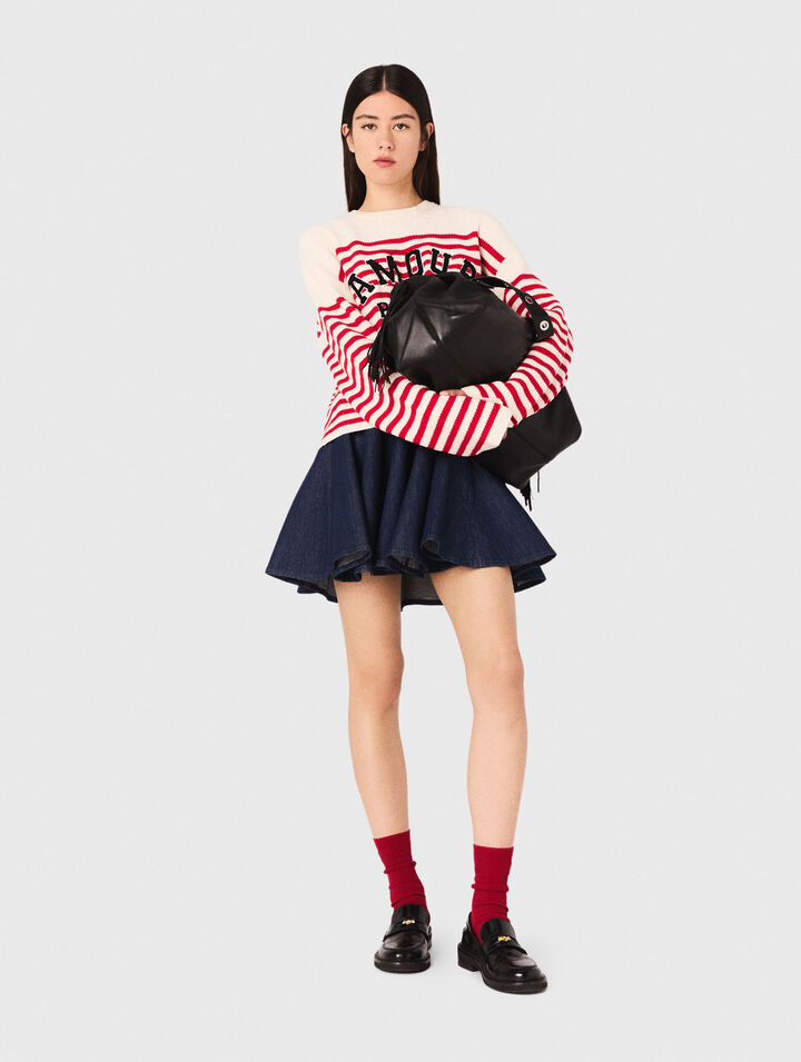 Maglione a righe in maglia a coste