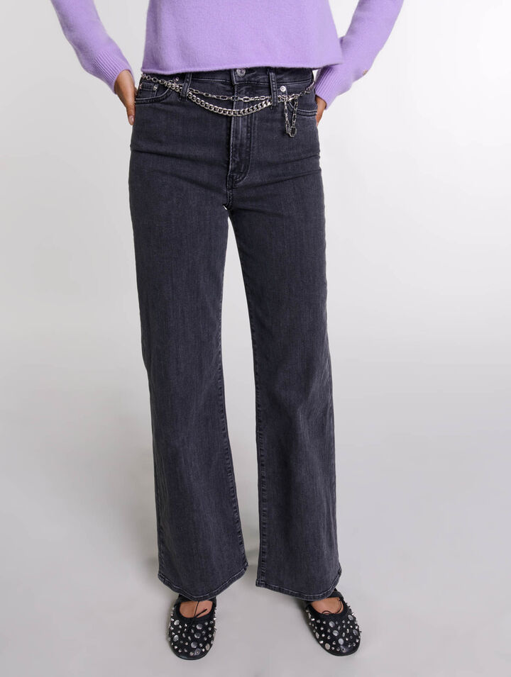 Jeans baggy con cintura nera