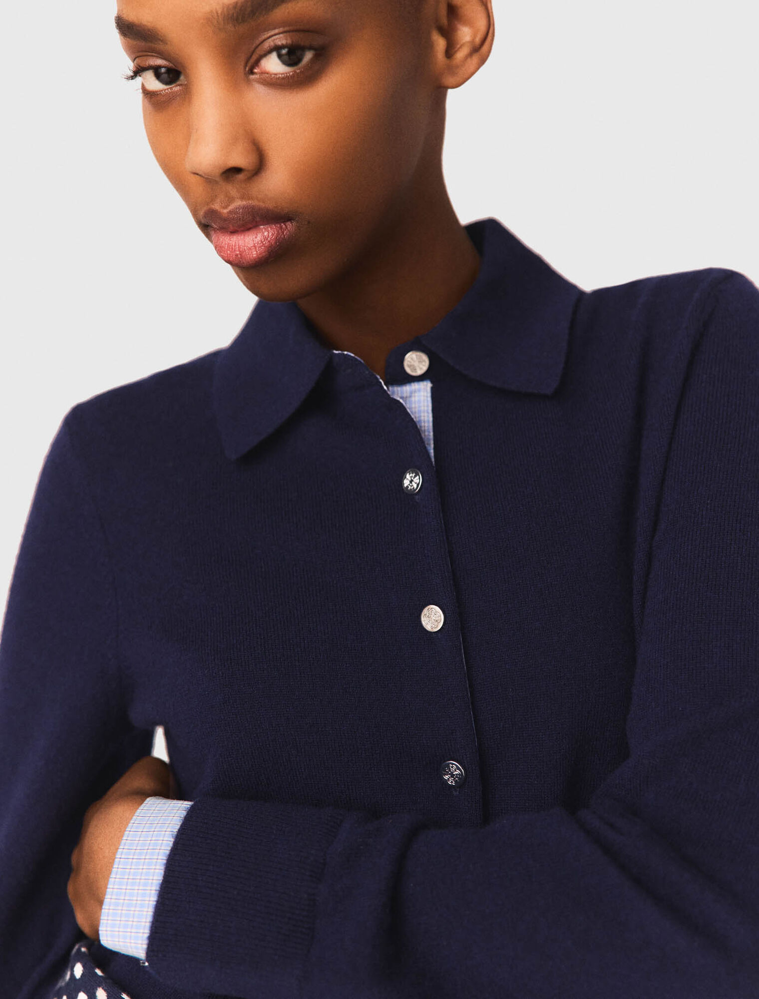 Cardigan polo dettagli amovibili