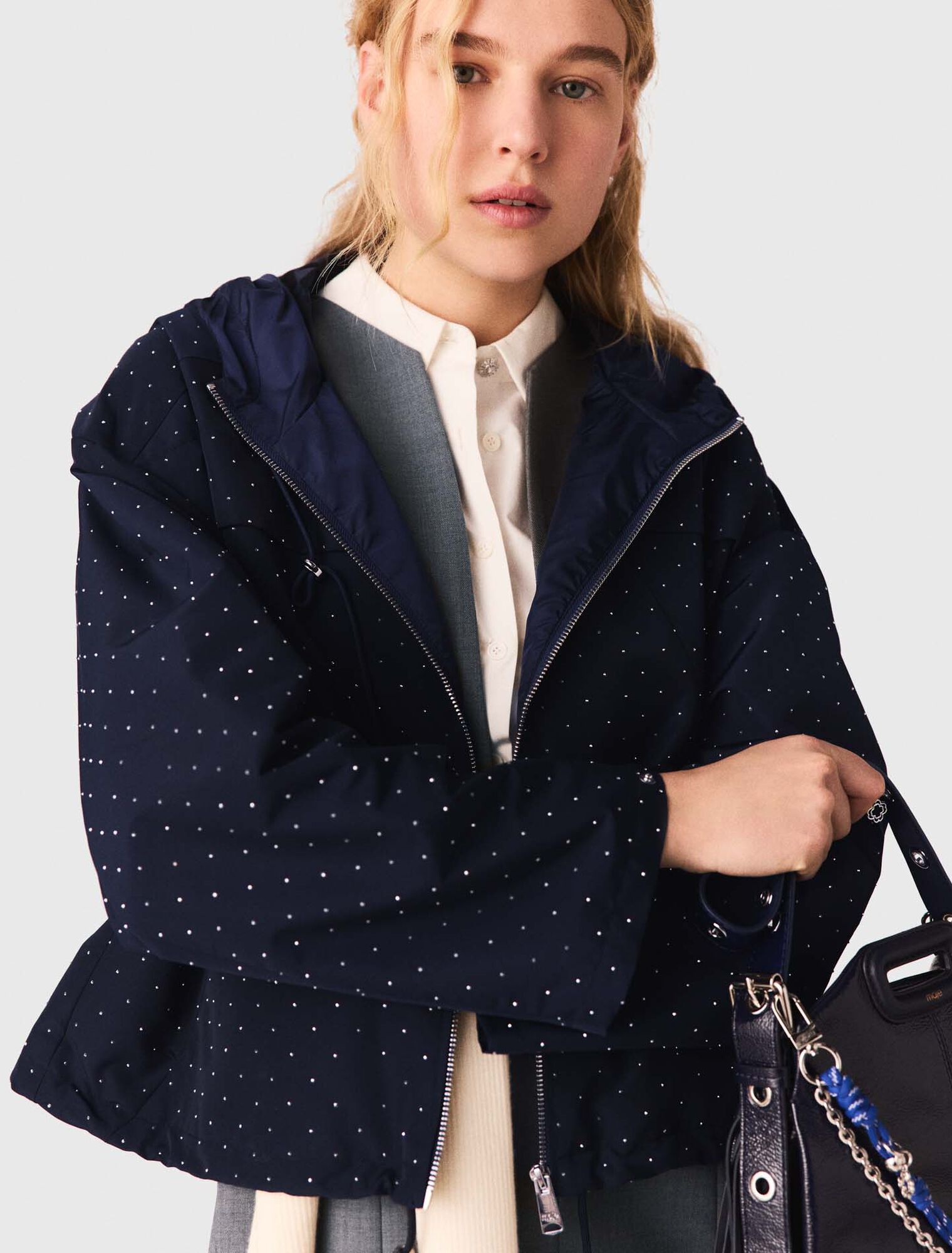 Antivento con glitter e cappuccio