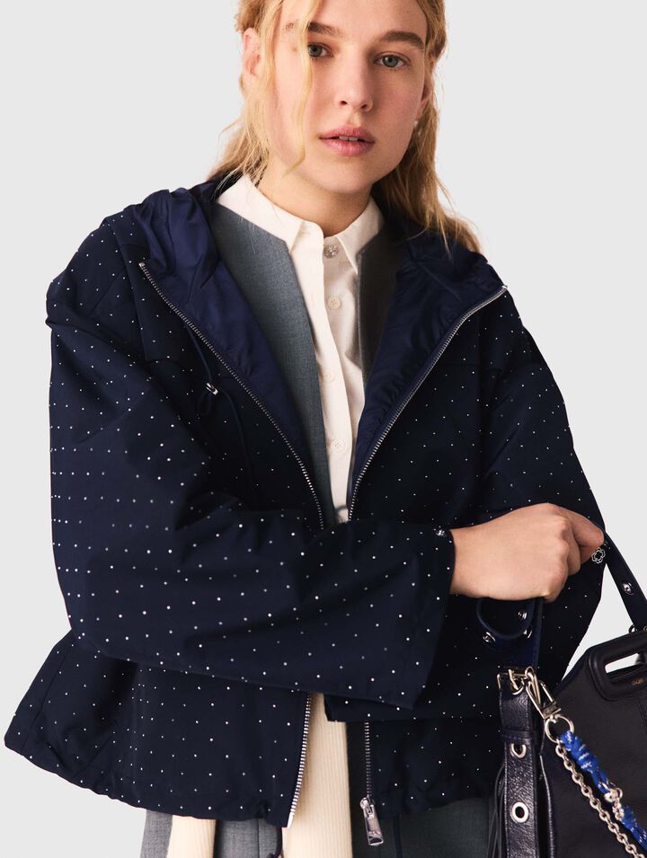 Antivento con glitter e cappuccio