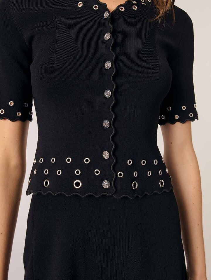 Cardigan corto con occhielli