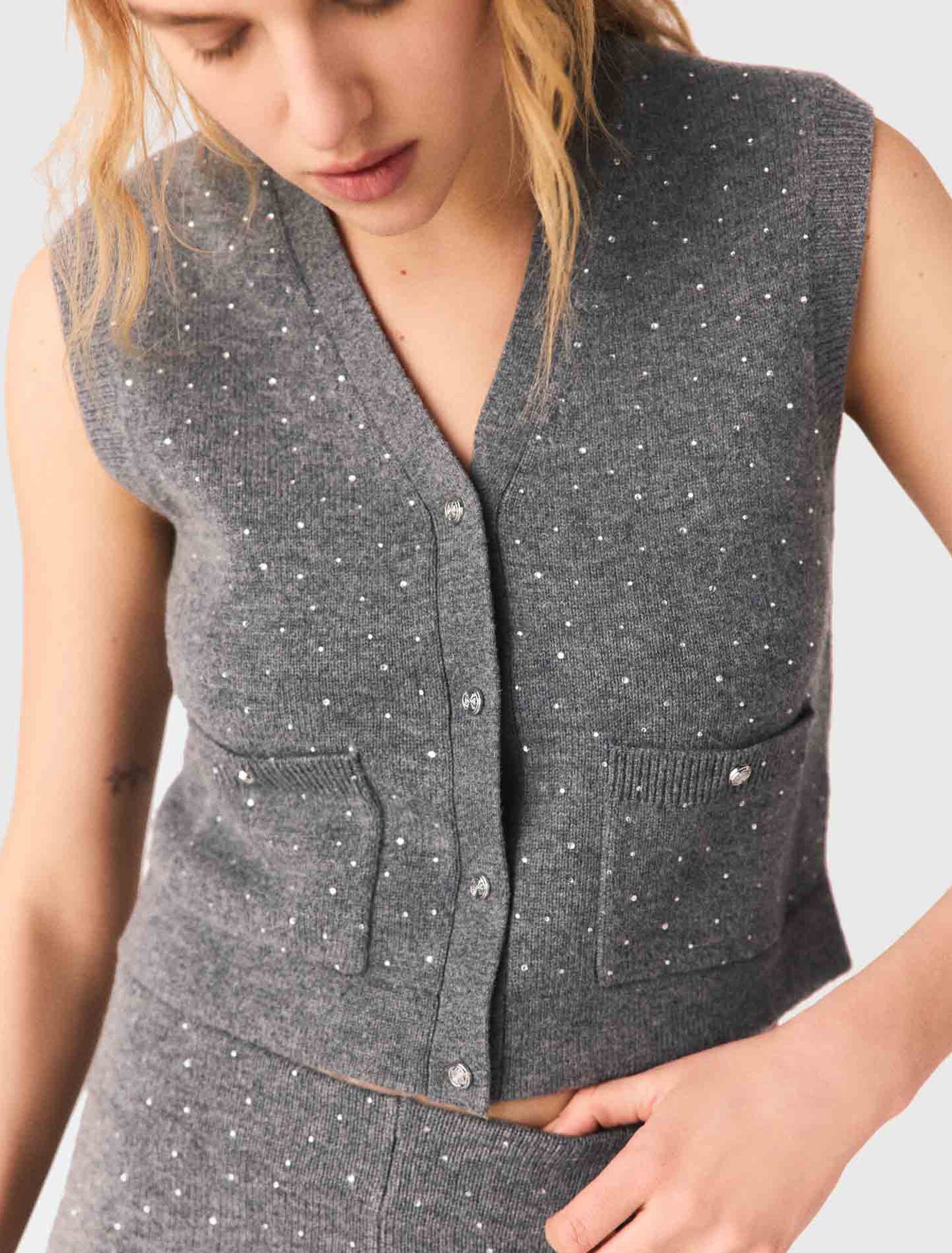 Top in maglia con strass