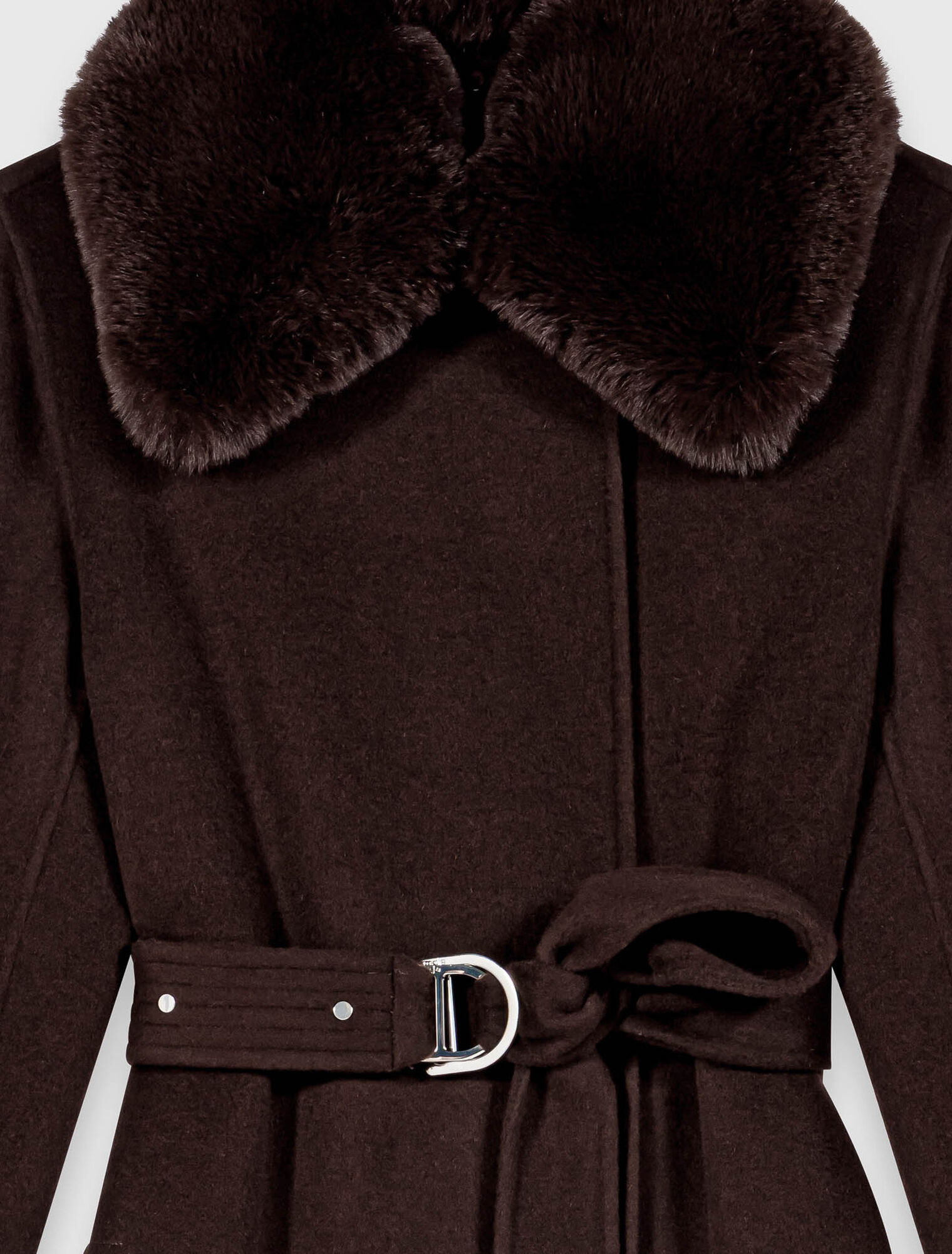 Cappotto lungo collo ecopelliccia