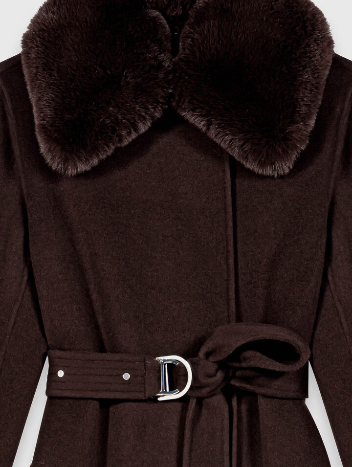 Cappotto lungo collo ecopelliccia