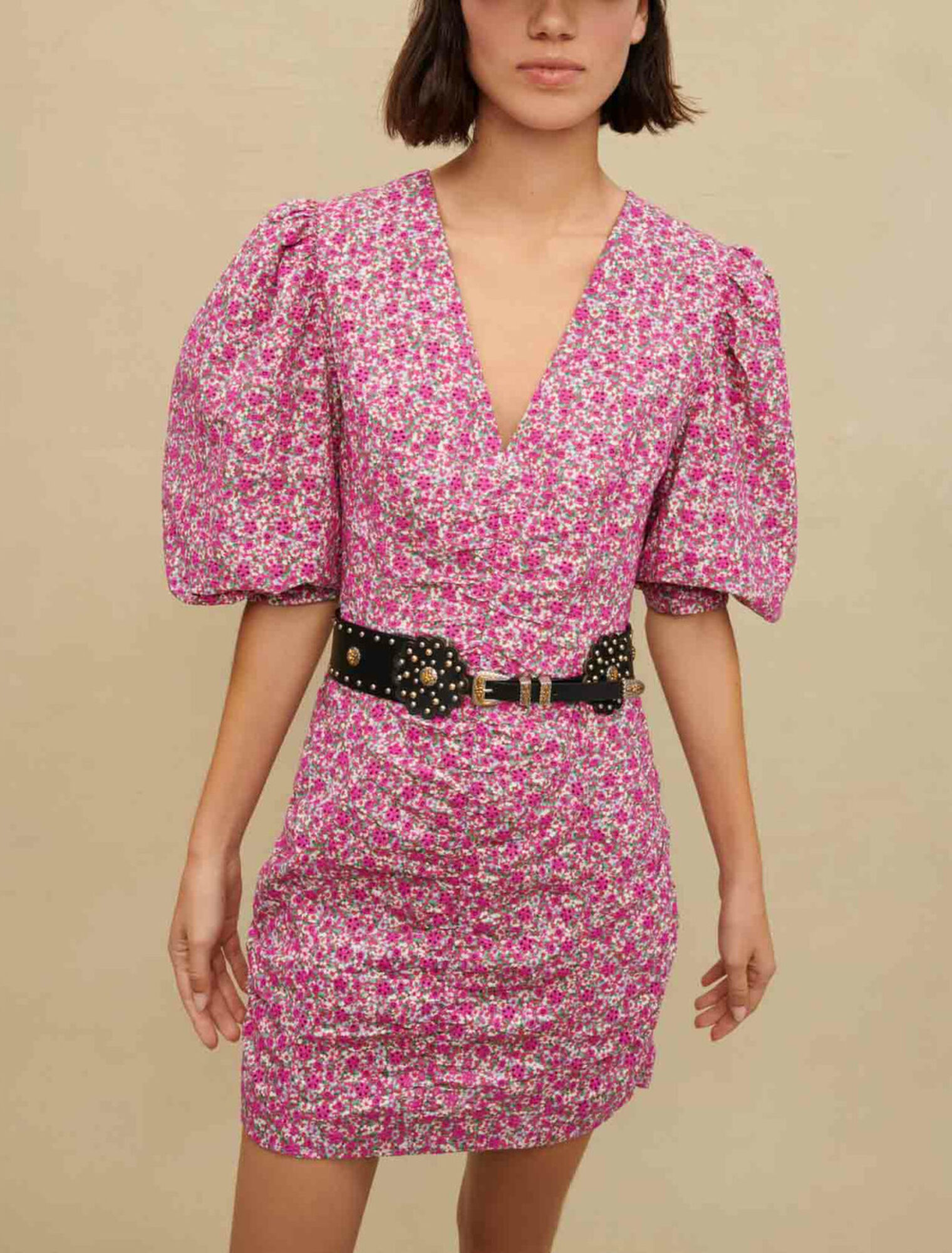 Abito corto con stampa floreale