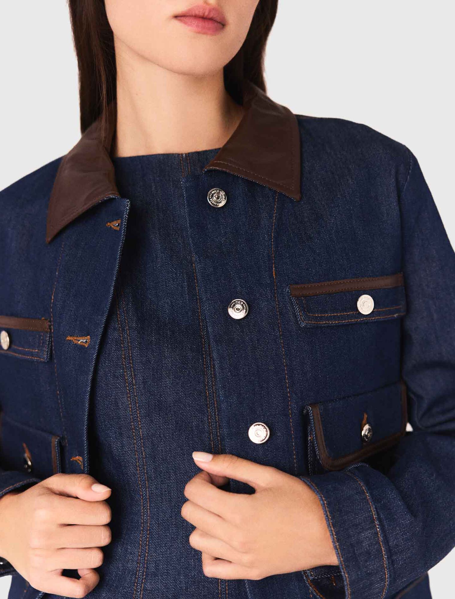 Giacca in denim con colletto finto