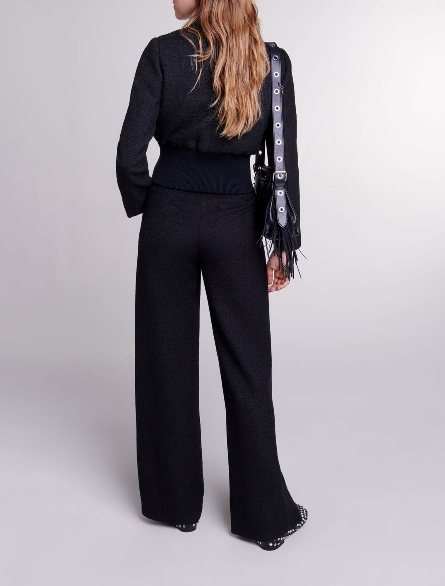 Pantaloni larghi in tweed