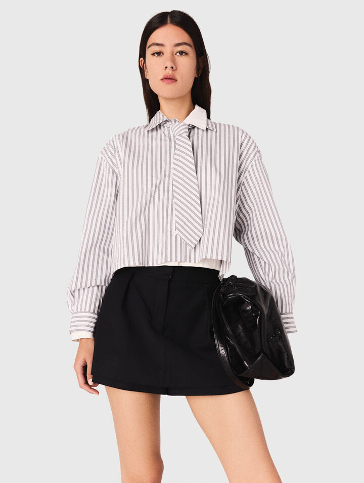 Camicia a righe glitterata con cravatta