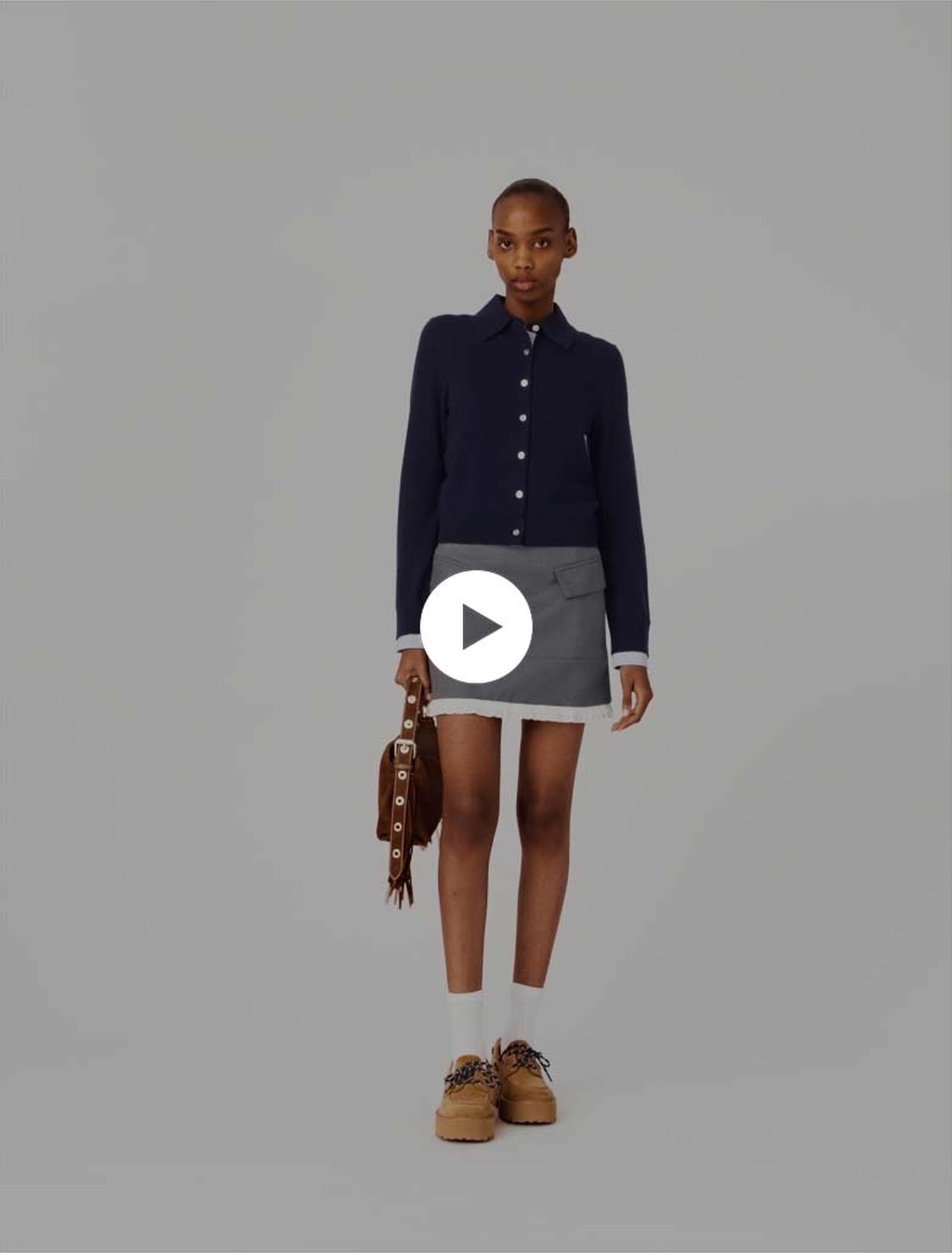 Gonna a trapezio con banda popeline