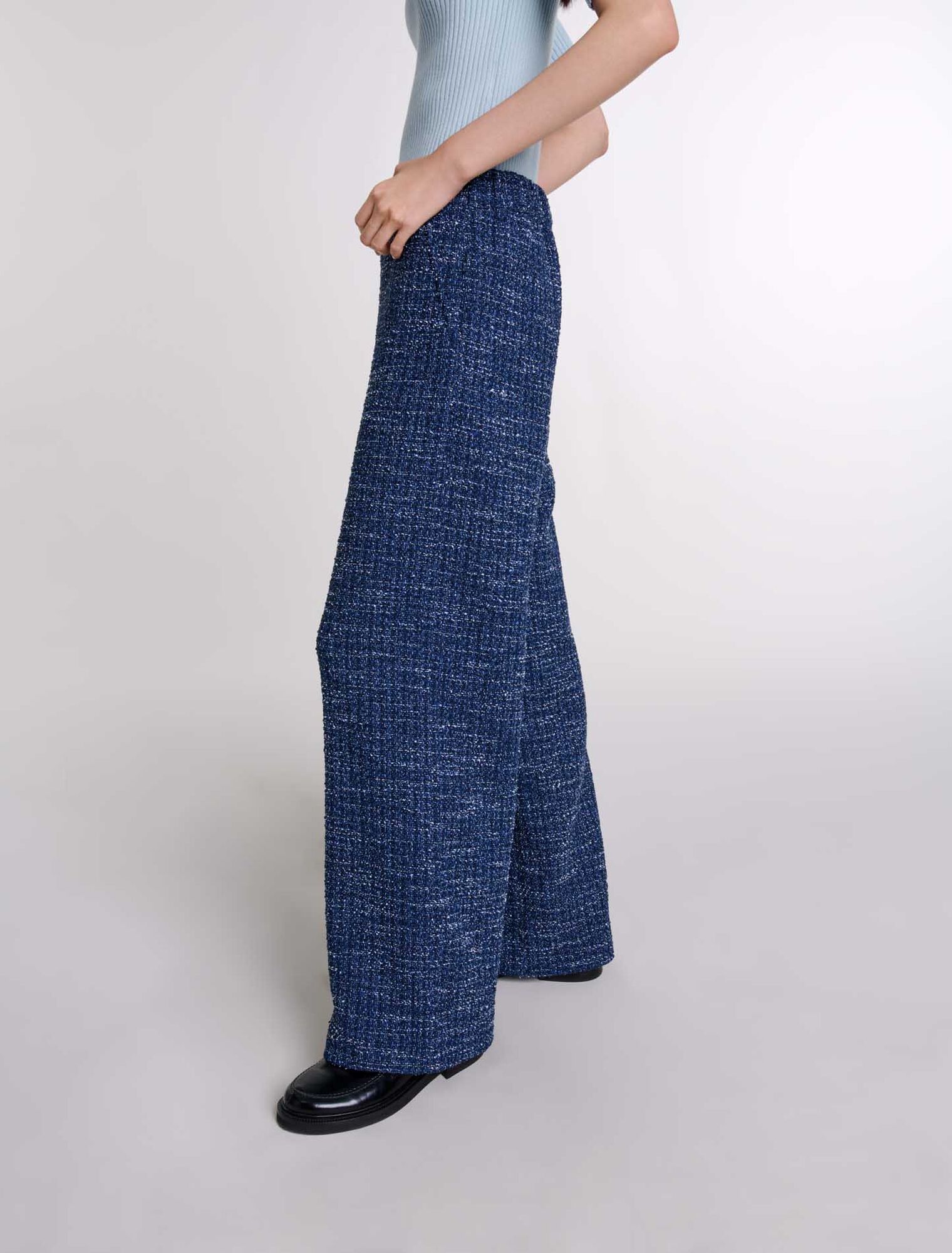 Pantaloni larghi in tweed