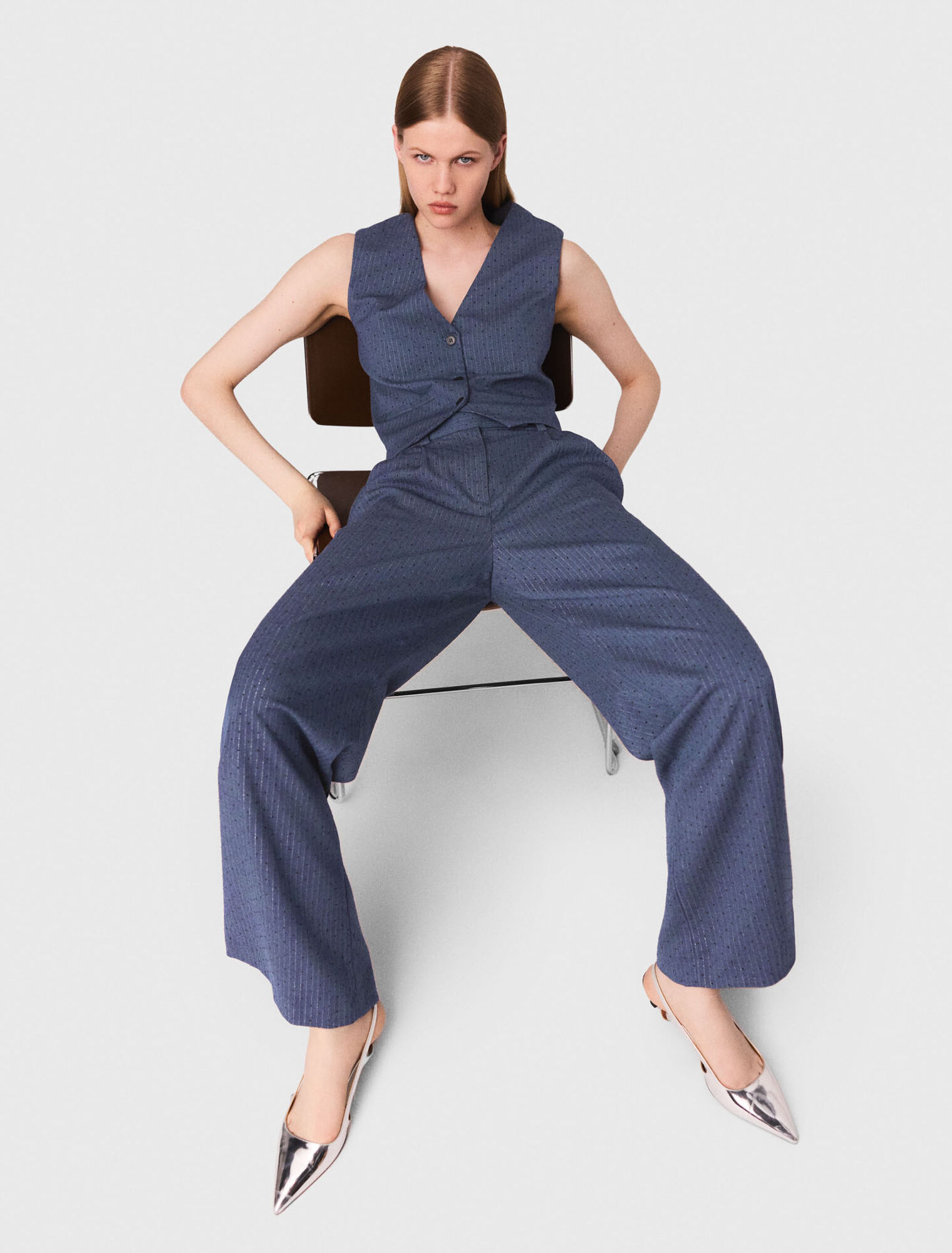Pantaloni da tailleur con strass