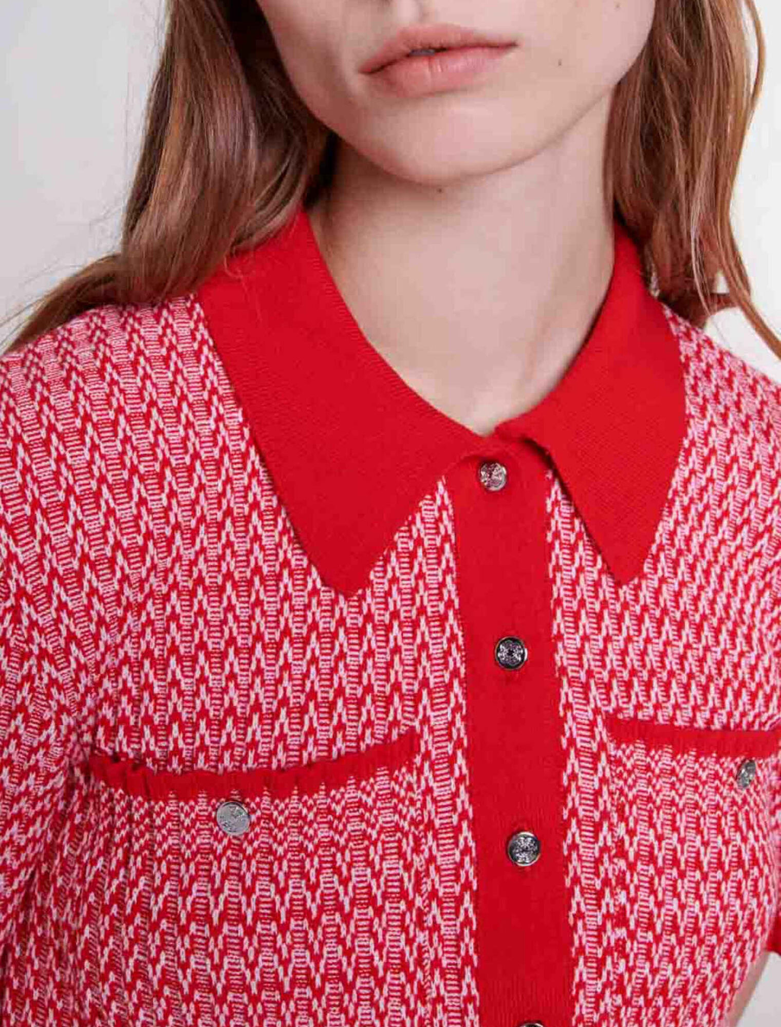 Polo corta con fantasia spigata