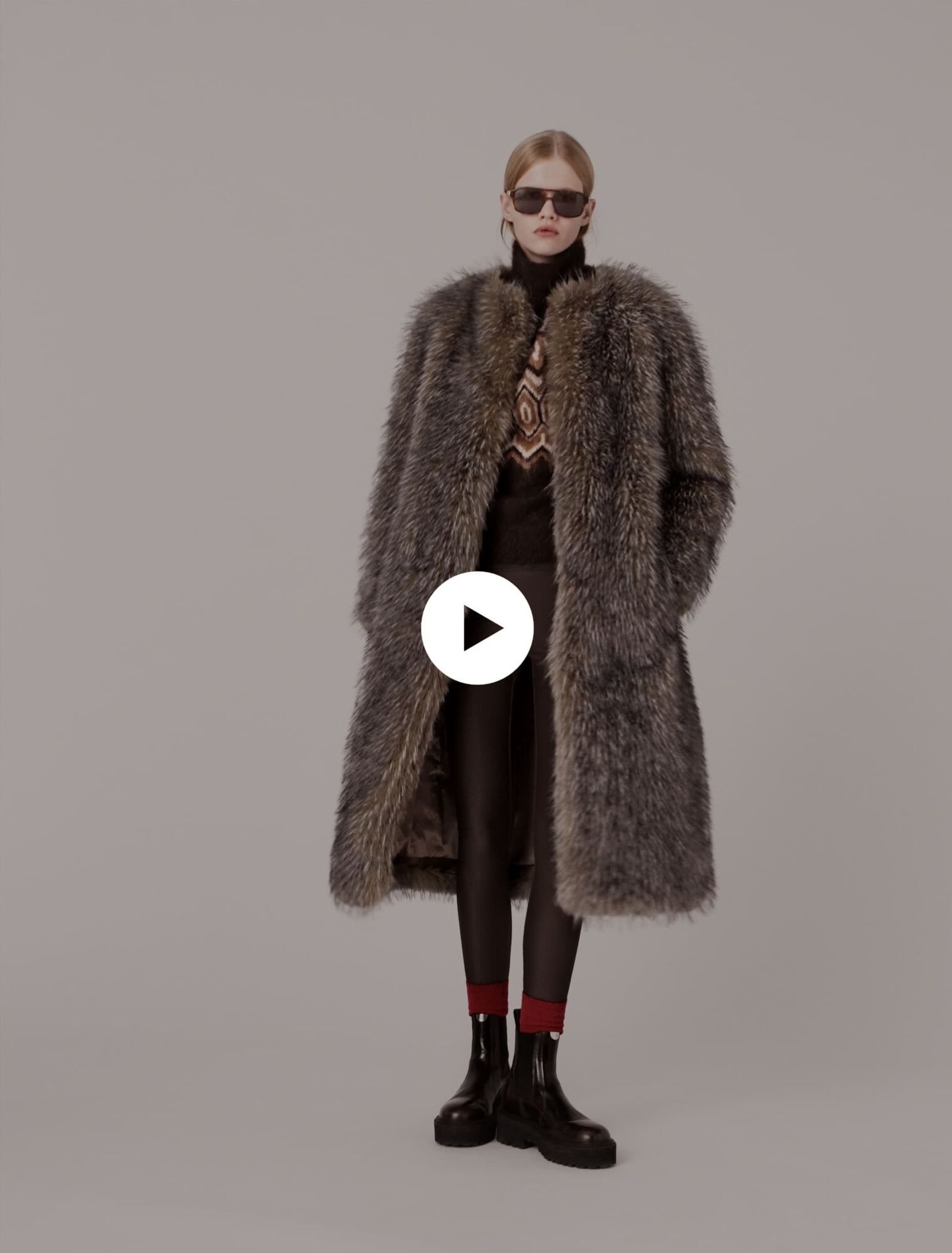 Cappotto lungo in ecopelliccia