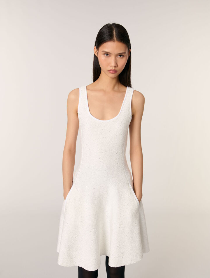 Abito corto in maglia paillettes