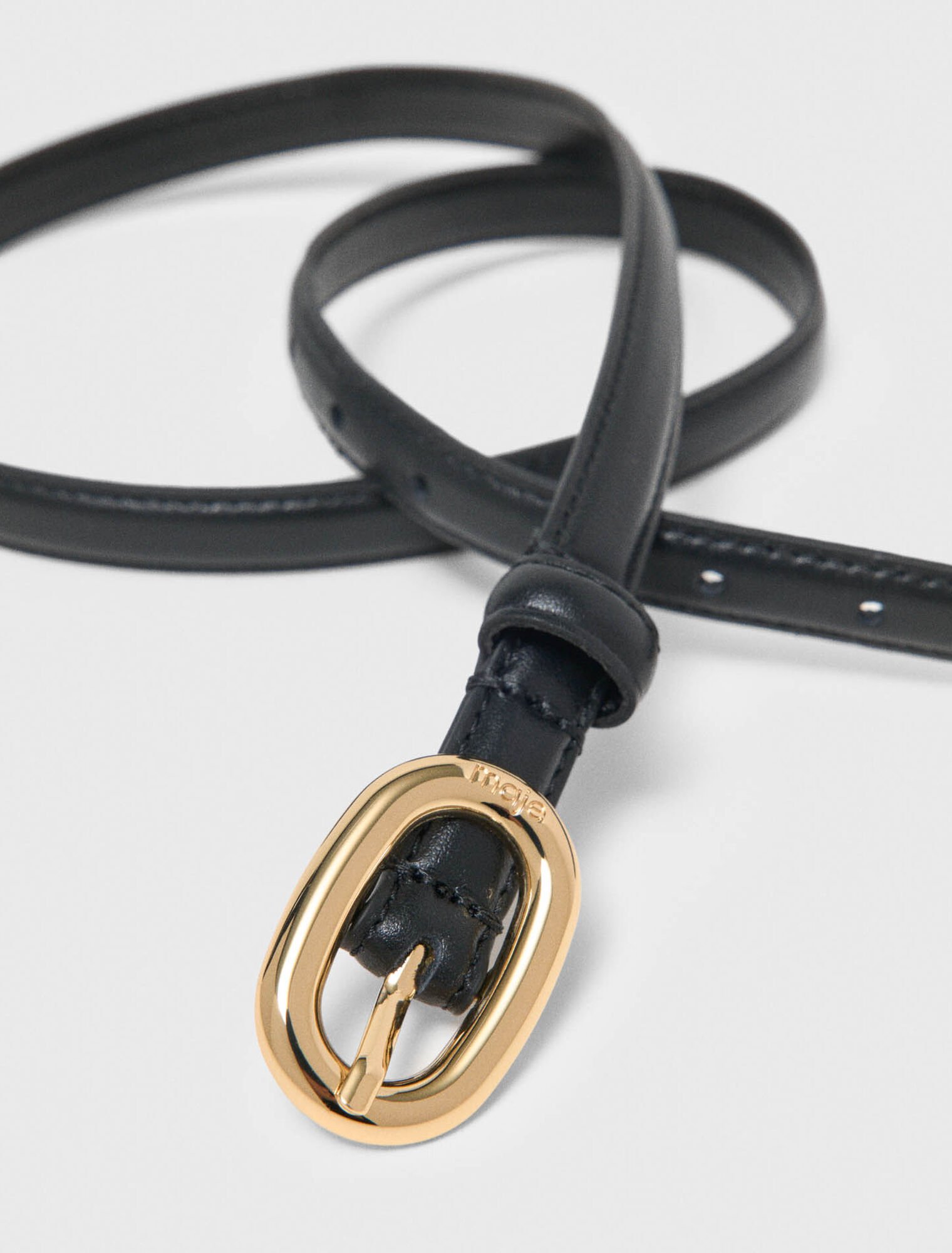 Cintura fine in pelle fibbia ovale