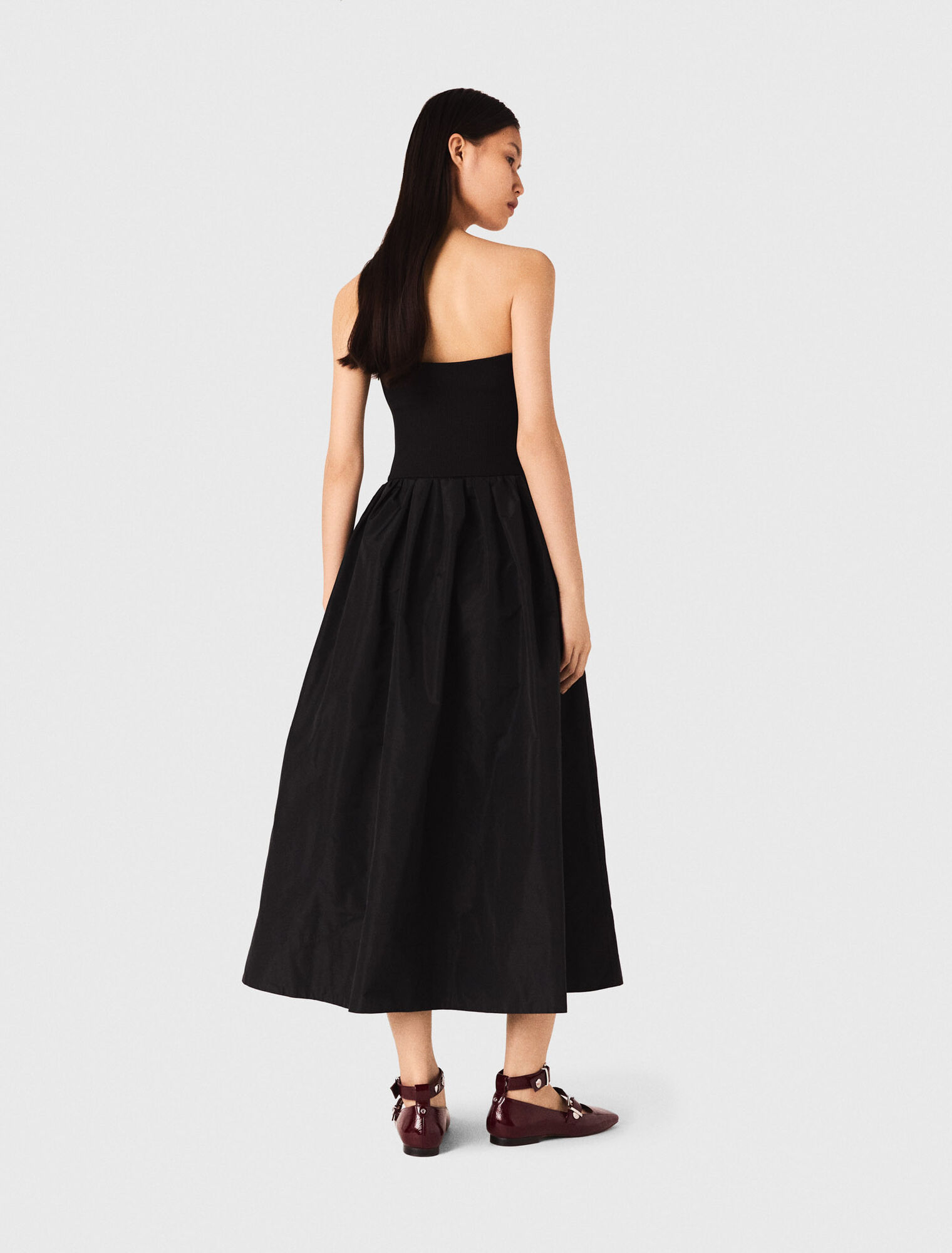 Abito bustier in maglia e taffetà