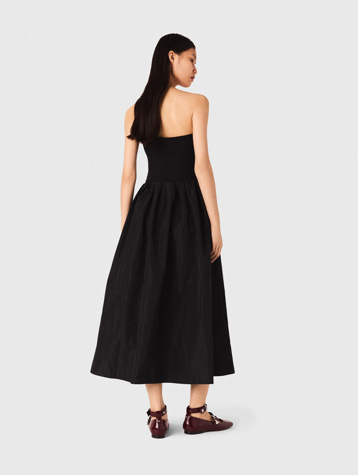 Abito bustier in maglia e taffetà