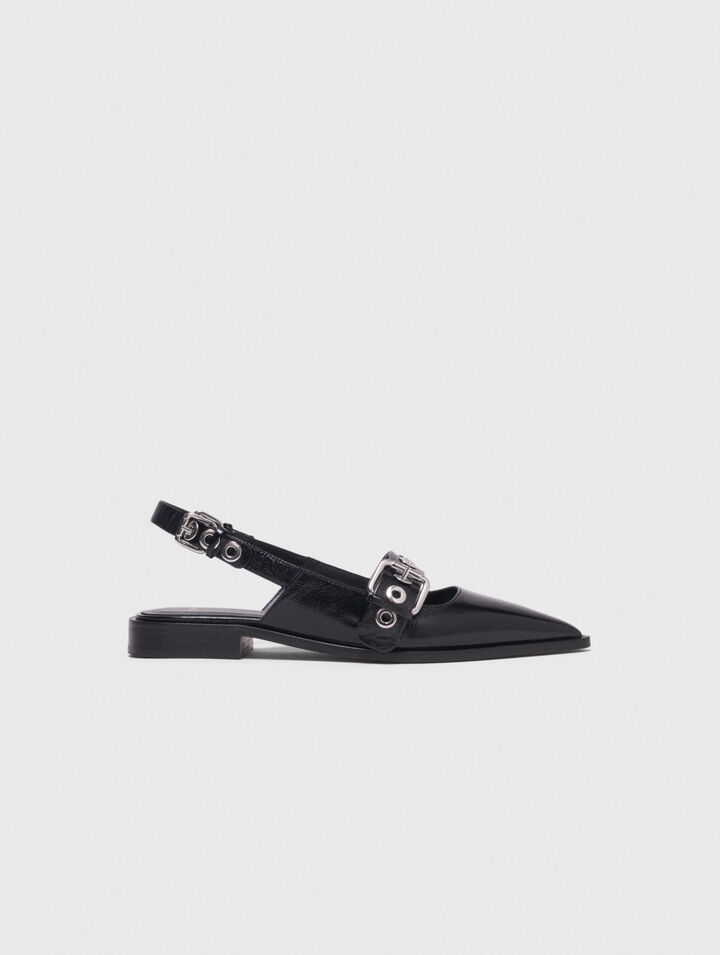Slingback piatta pelle cinghia
