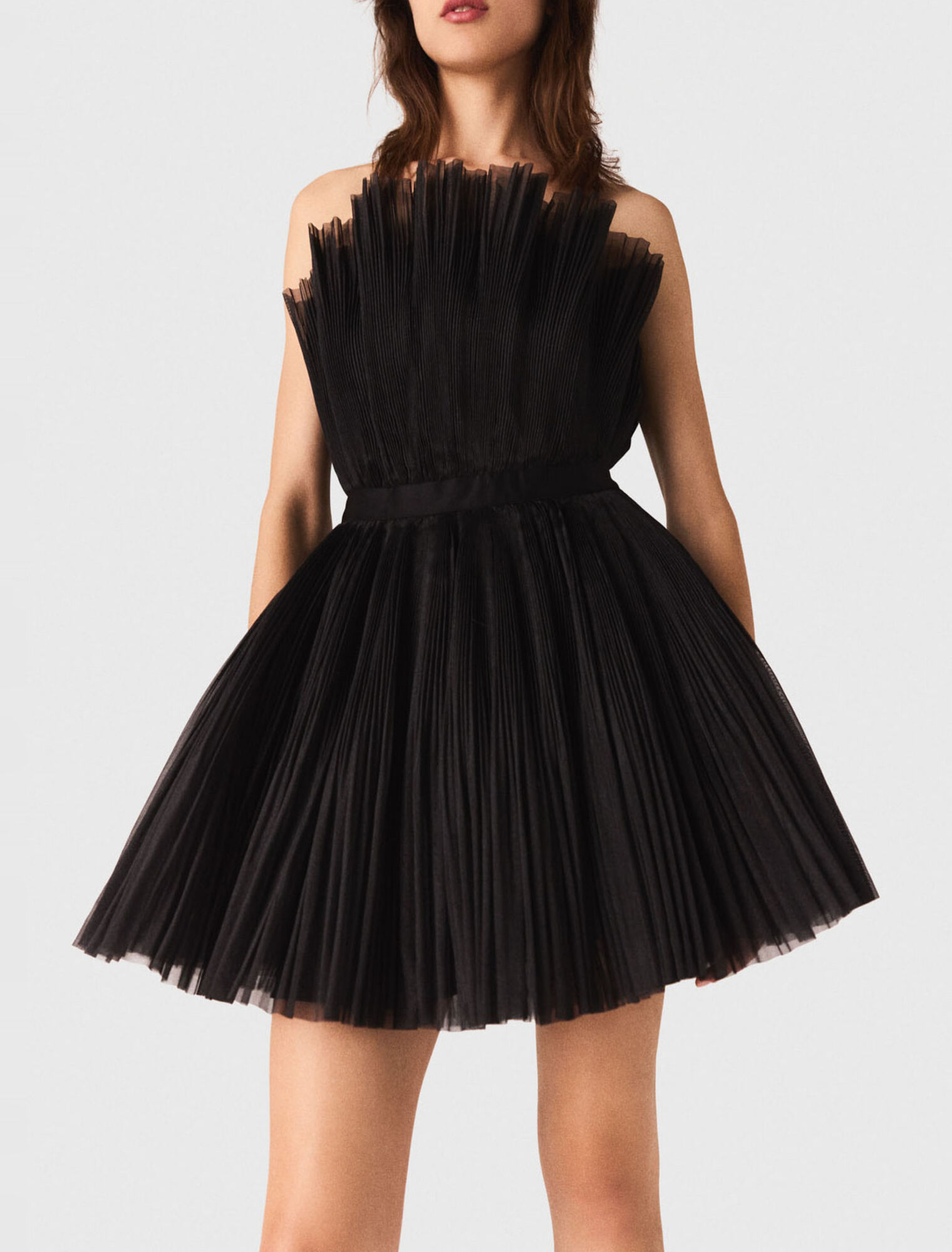 Abito bustier in tulle e organza