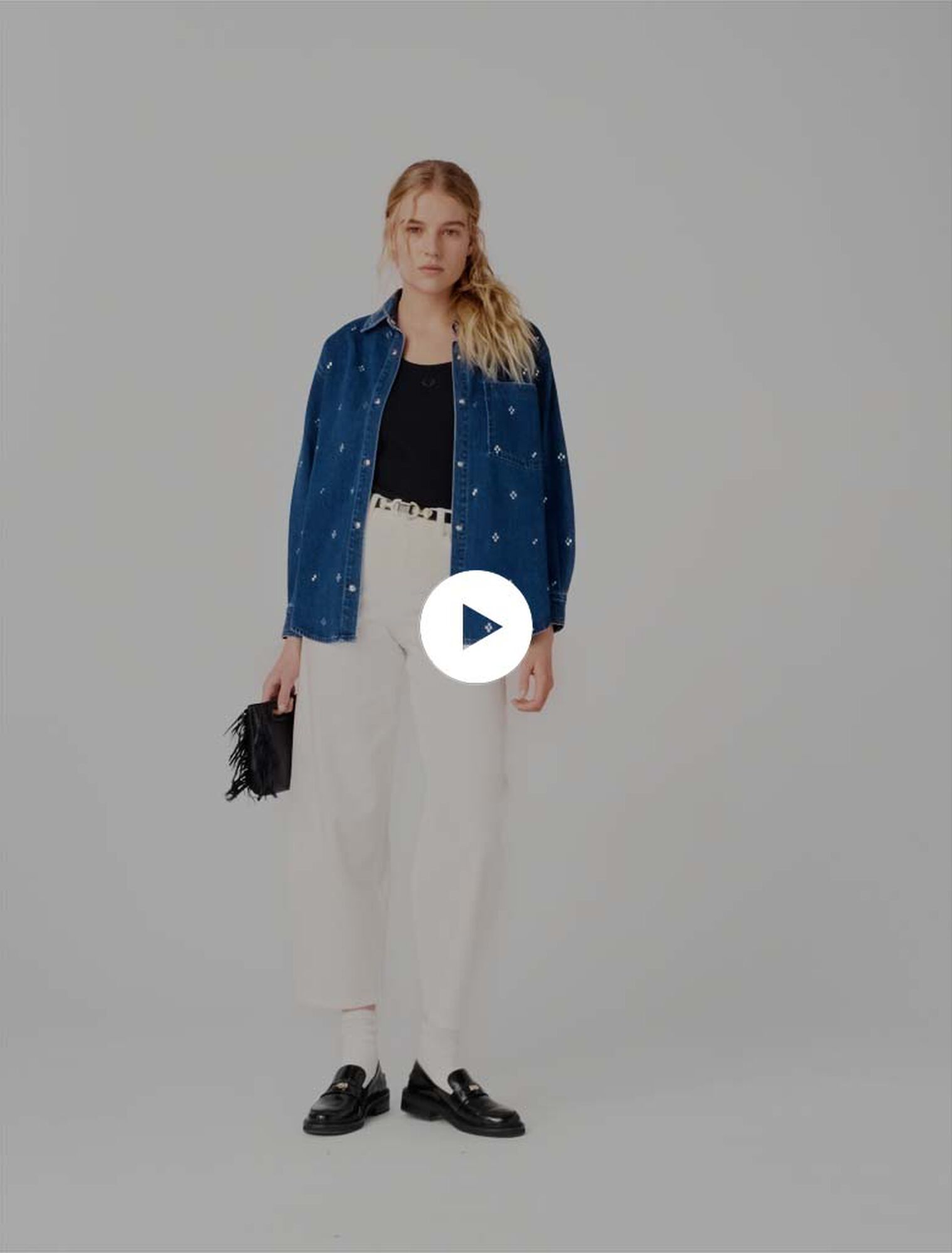 Camicia in denim con strass