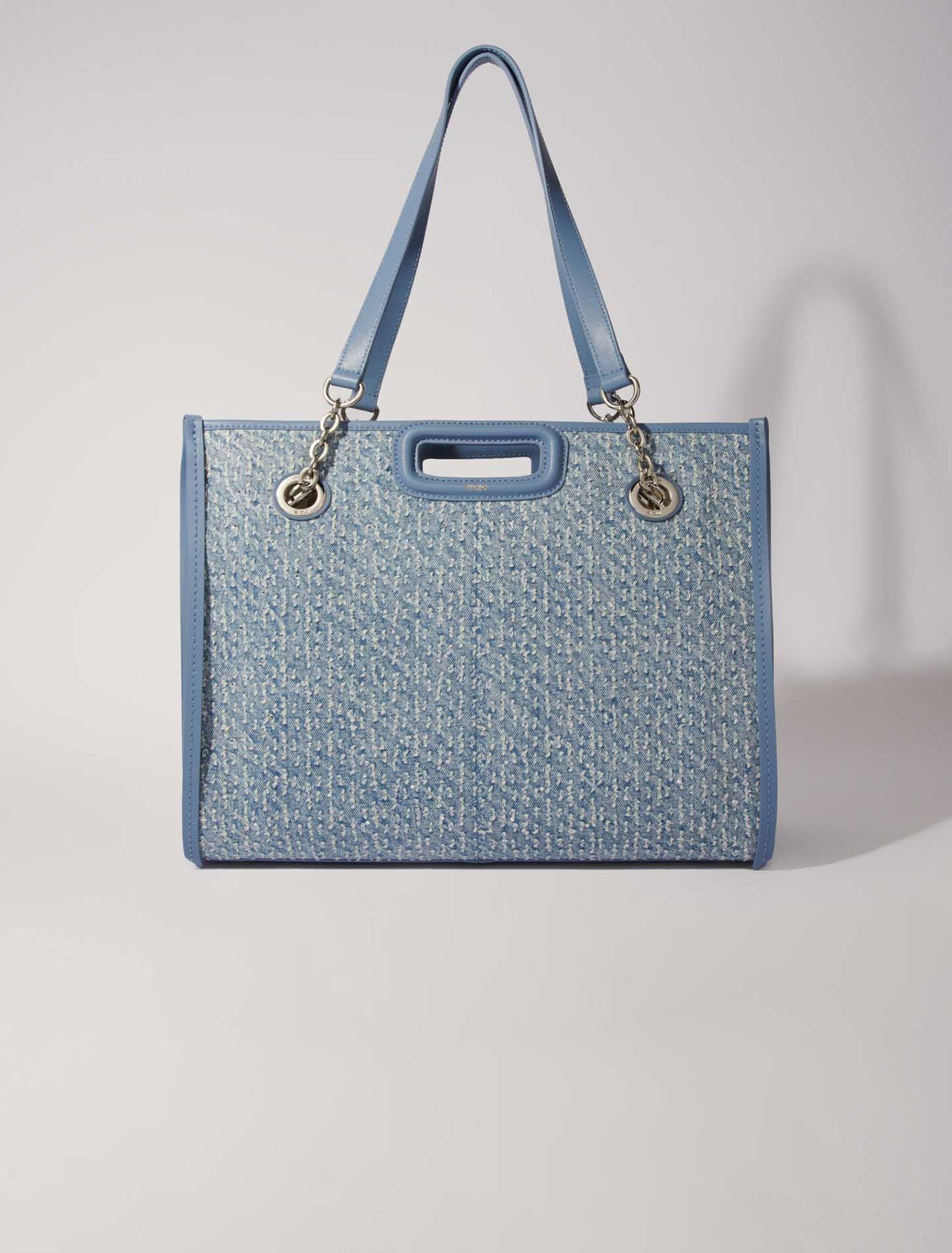 Tote bag in tela di denim e strass