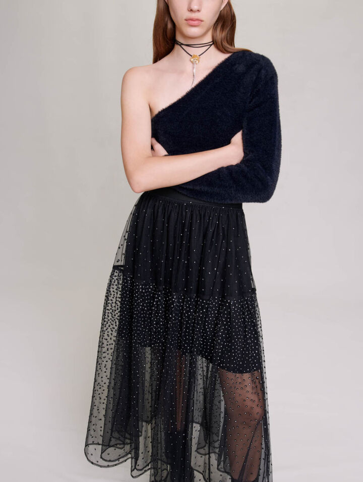 Gonna lunga in tulle a pois glitter