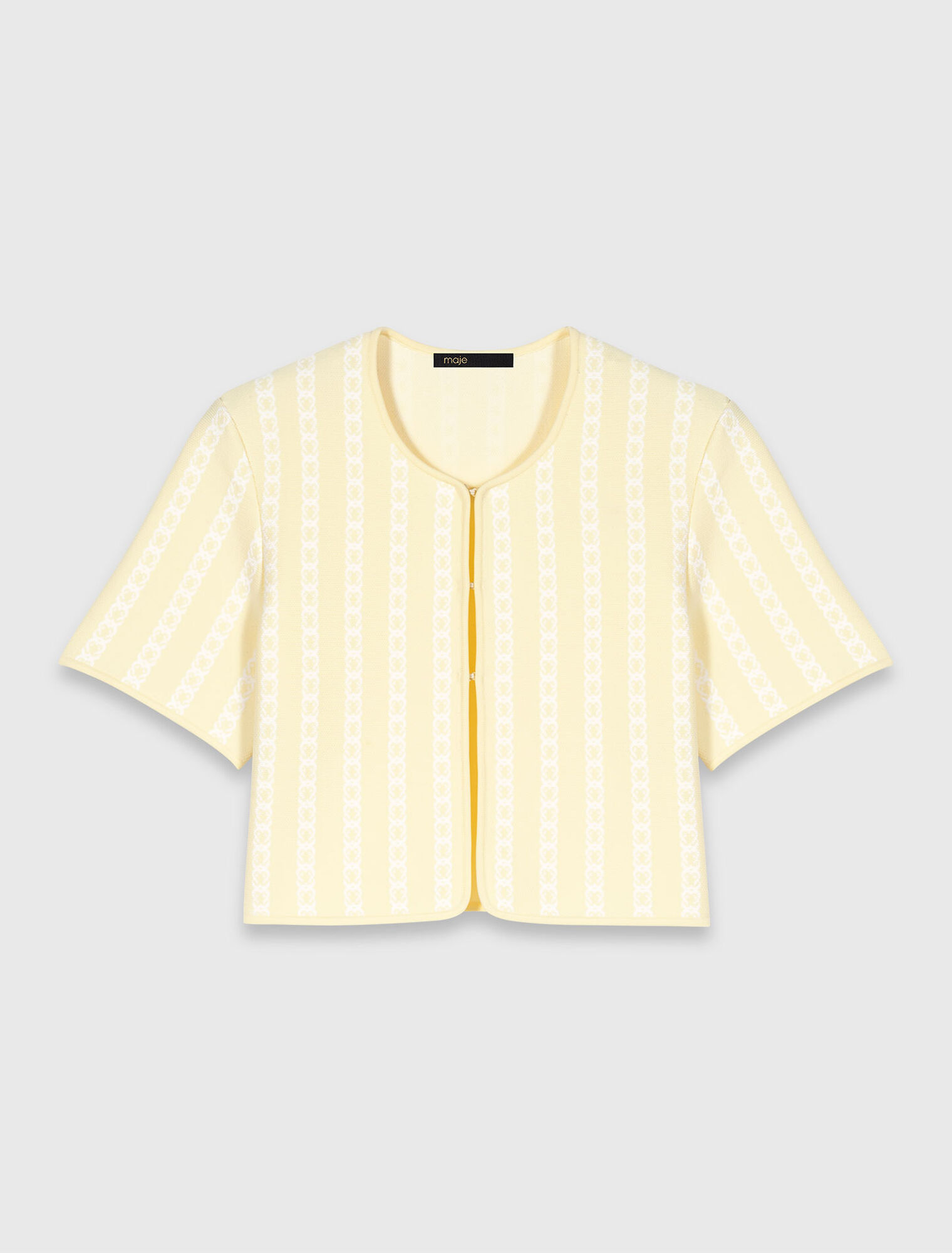 Cardigan corto in maglia jacquard