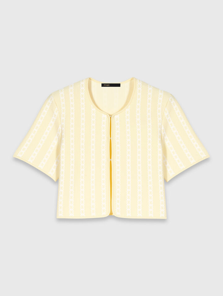 Cardigan corto in maglia jacquard