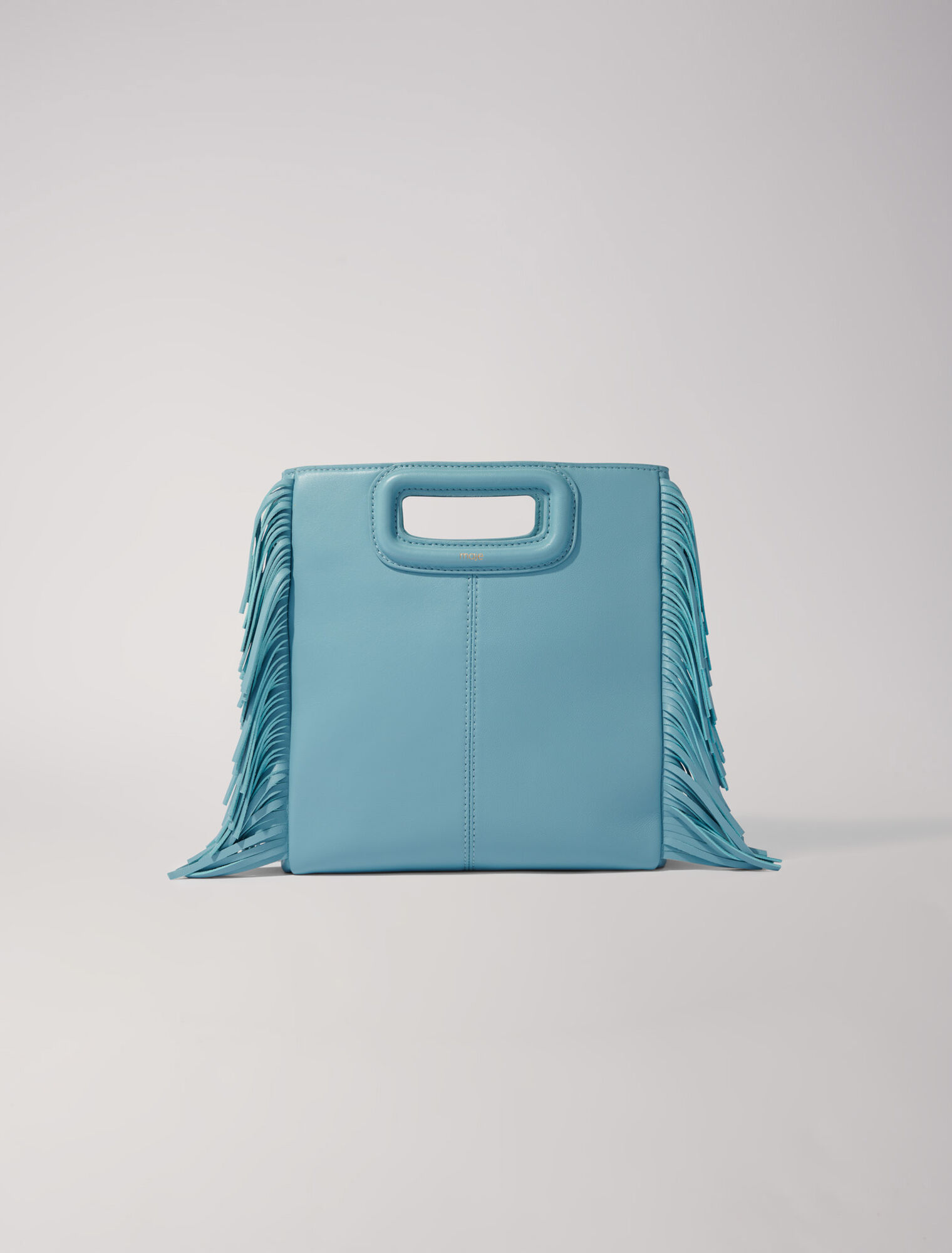 Borsa M con frange in pelle liscia