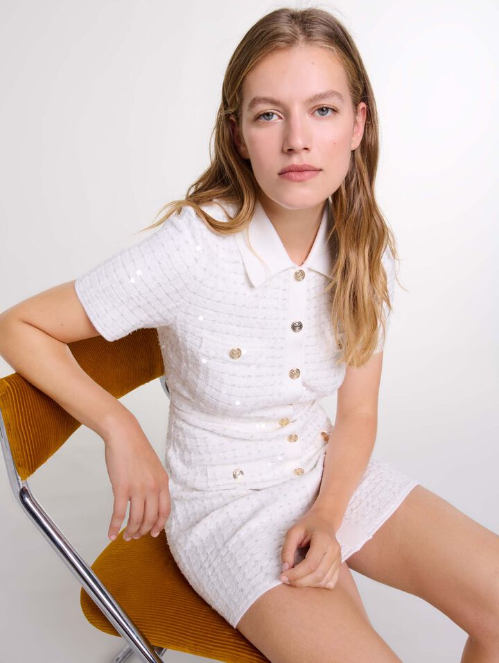 Abito corto in maglia paillettes