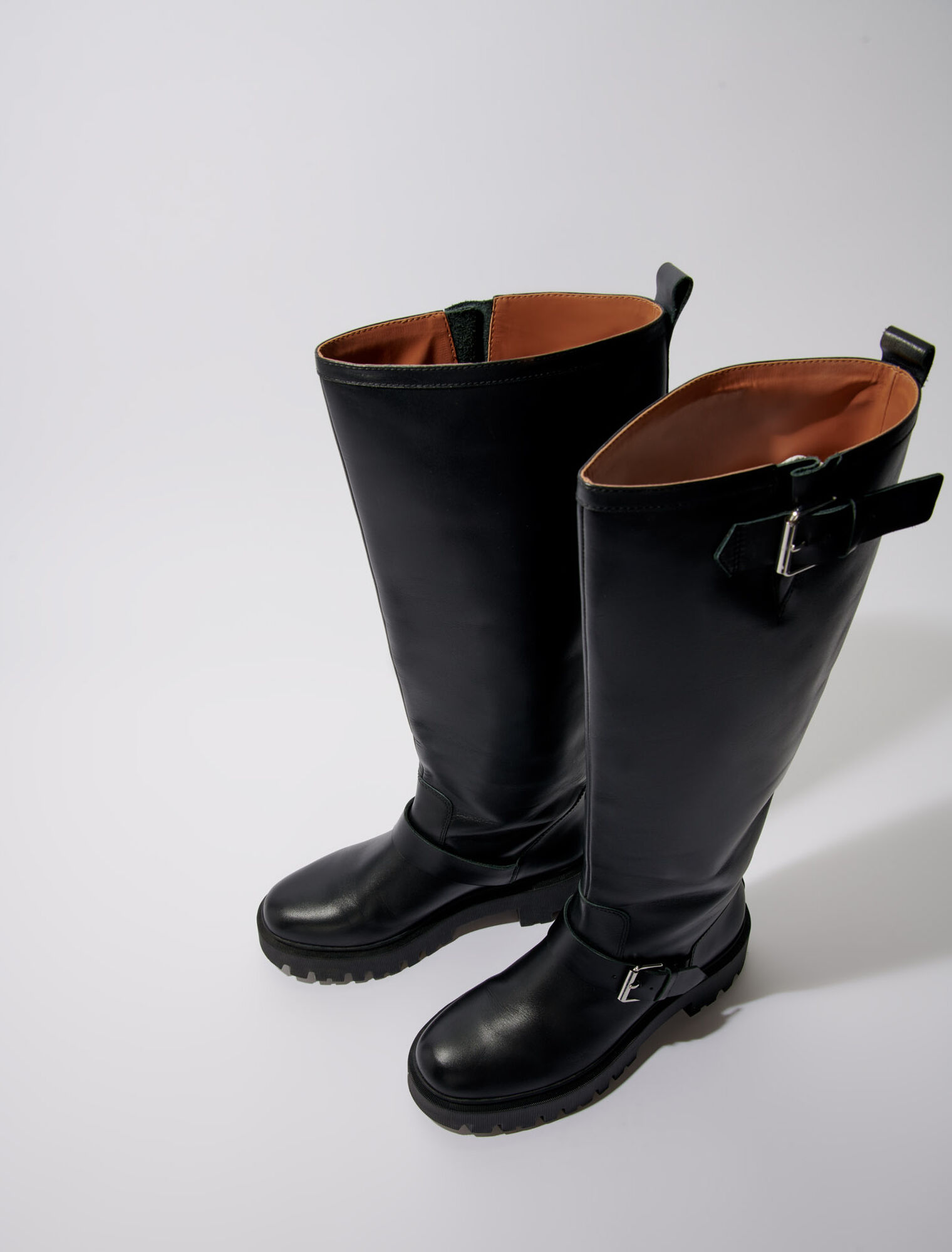 Stivali biker in pelle liscia