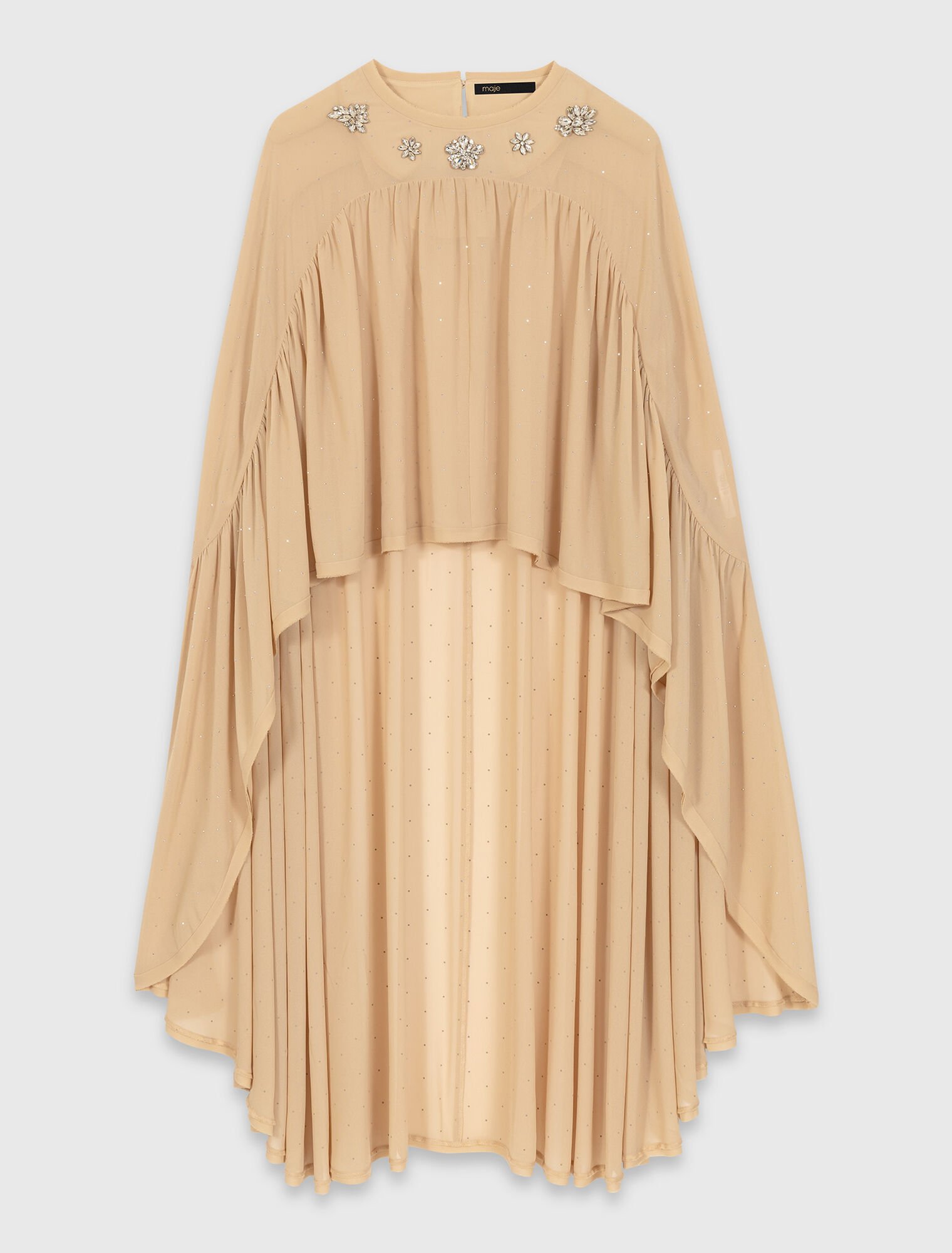 Top a mantella con collo gioiello