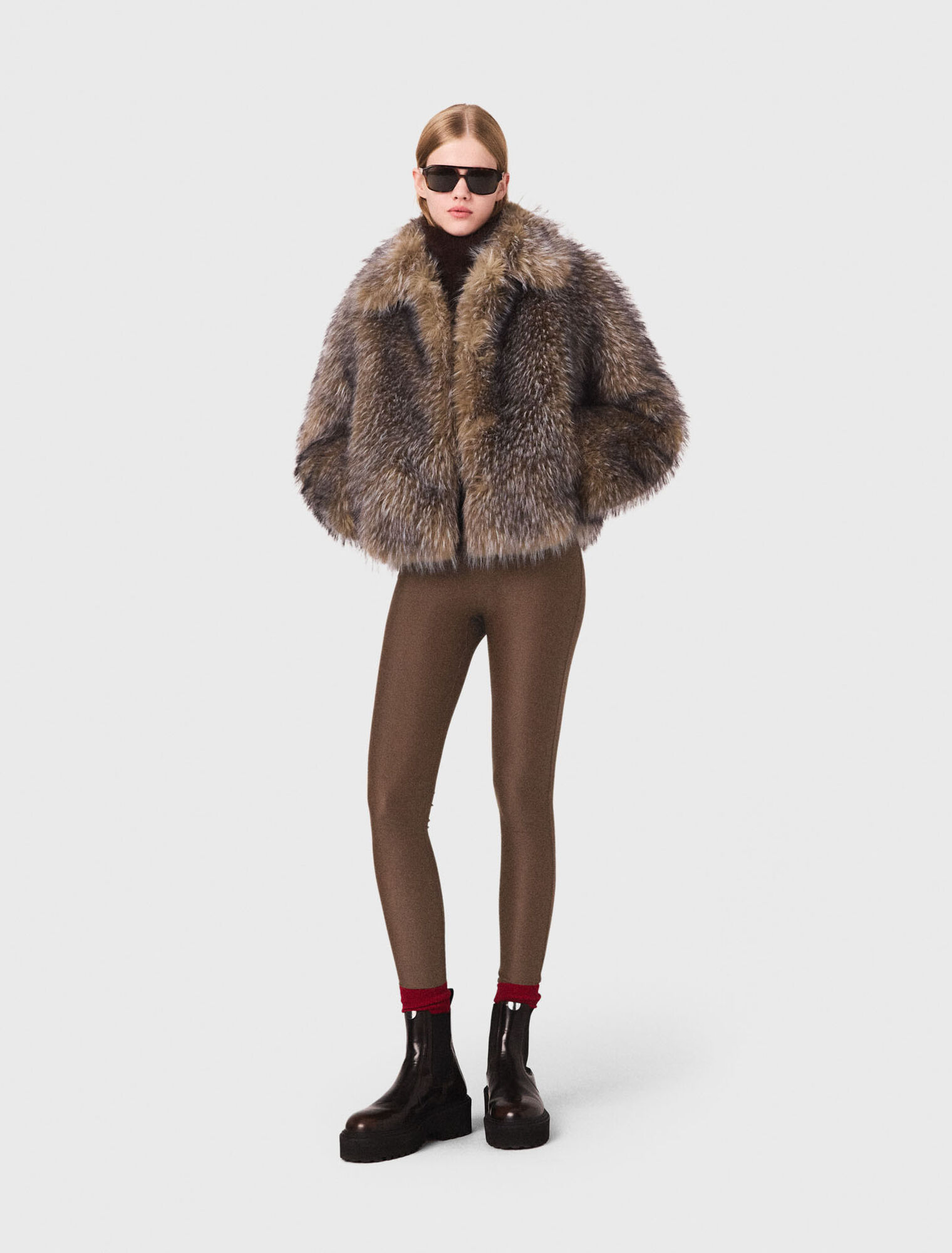 Cappotto corto in ecopelliccia