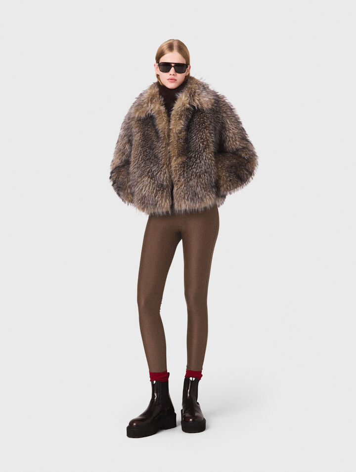 Cappotto corto in ecopelliccia